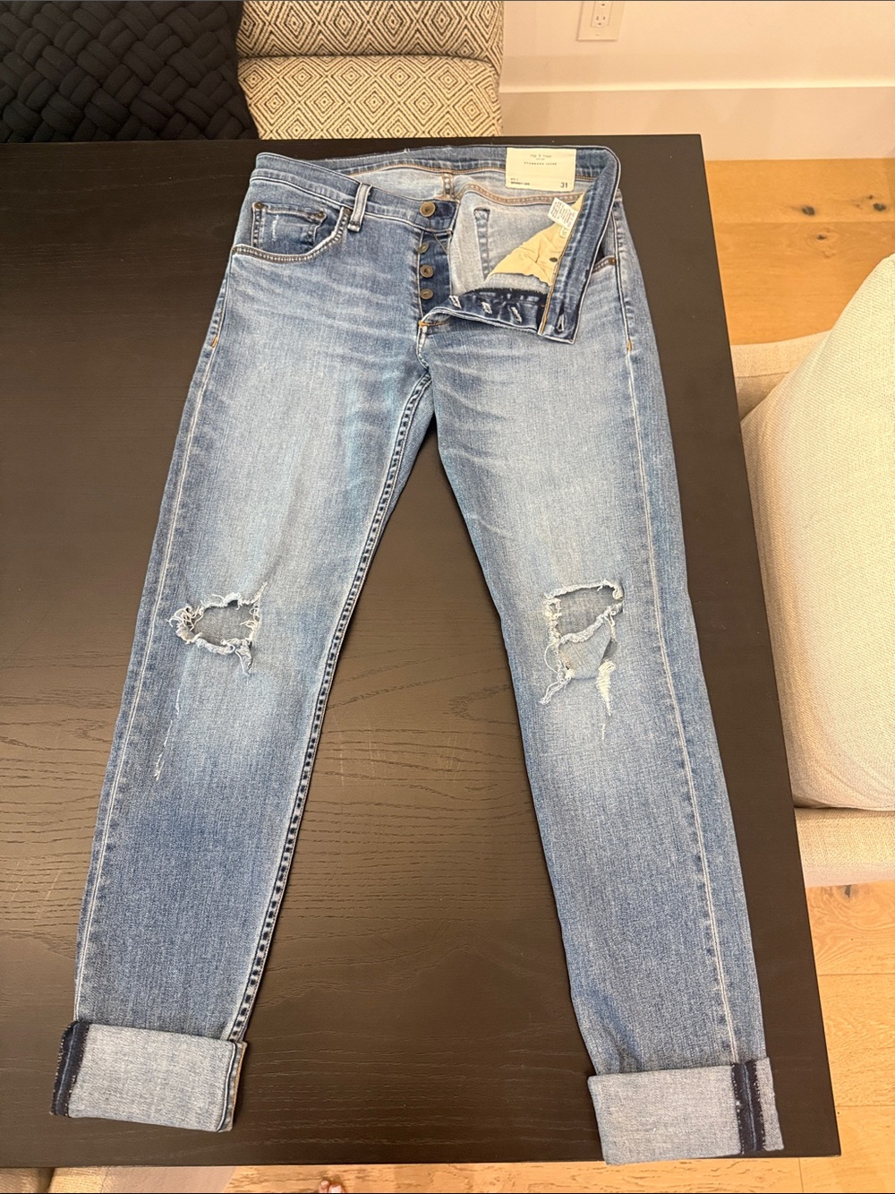 Rag & Bone Fit 1 Skinny Leg Light Wash Distressed Women’s Jeans size 31